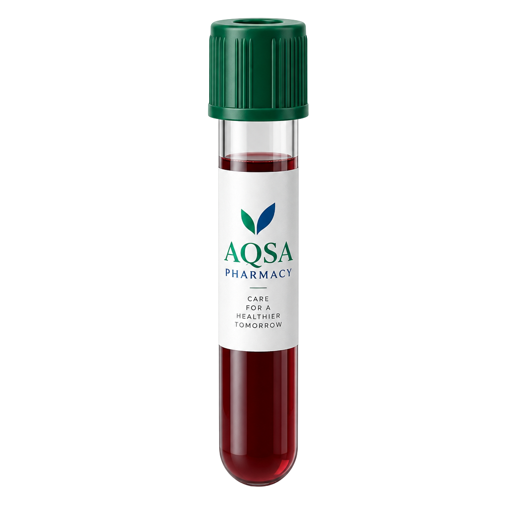 Aqsa Pharmacy branded blood test tube